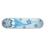 Blue Flaming Skulls Skate Board Deck