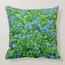 "Blue Floral Among Green Foliage" American MoJo Pi Throw Pillows