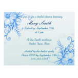 Blue floral bridal shower invitation post card