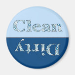 Blue Floral Clean Dirty Dishwawsher Magnet