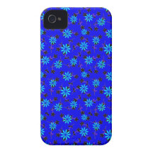 Blue Floral Cobalt Blue Designer iPhone 4/4s Case iPhone 4 Cover