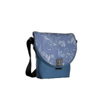 blue floral pattern messenger bag