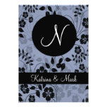Blue Floral wedding invitation monogram