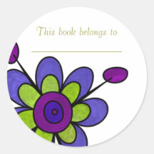 Blue Flower Bookplate Sticker