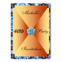 Blue Flower Party Invitation