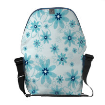 Blue Flower Pattern Commuter Bag