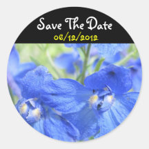 Blue Flower Save The Date Wedding Sticker
