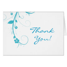Blue Flower Swirls Greeting Card
