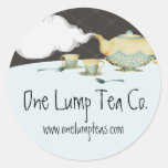 Blue flower teapot and teacups gift tag sticker
