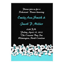 Blue Flowers Rehersal Dinner Invitations