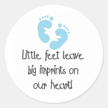 Blue Footprints Little Feet Big Imprints Round Sticker