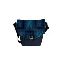 Blue Fractal Pattern Messenger Bag