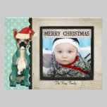 Blue French Bulldog Christmas Photo Card invitations
