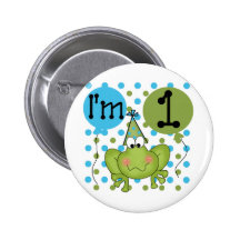 Blue Frog 1st Birthday Tshirts and Gifts Pinback Button