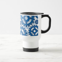 Blue gear wheels mugs