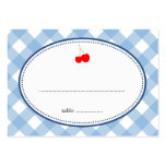 Blue gingham country rustic cherry seating card business cards