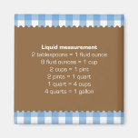 Blue gingham liquid measure chart kitchen helper fridge magnets