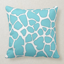 blue giraffe skin throw pillows