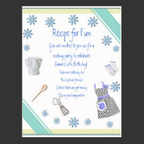 Blue Girls Cooking Party Invitation Postcard postcards