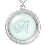 Blue Glass Monogram Necklace - letter A