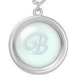 Blue Glass Monogram Necklace - letter B