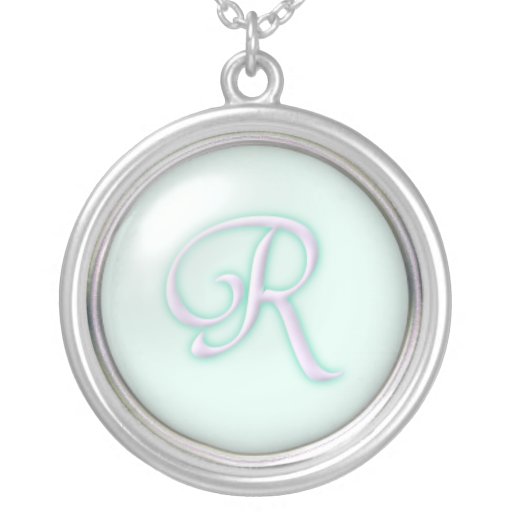 Blue Glass Monogram Necklace - letter R