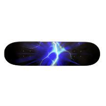 Blue glowing lightning or electricity skate board