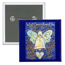 Blue & Gold Cancer Angel Button