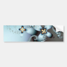 Blue Gold Cute Abstract Floral Bumper Stickers