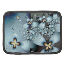 Blue Gold Cute Abstract Floral Folio Planner