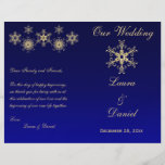 Blue, Gold Glitter Snowflakes Wedding Program Personalised Flyer