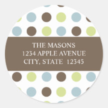 Blue, Green & Brown Polkadot | Labels Stickers