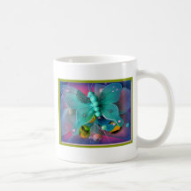 Blue Green Butterfly Sparkles Mug