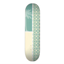 Blue-Green & Cream Floral Skateboard