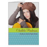 Blue green custom graduation photo announcement greeting card