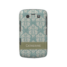 Blue Green Damask BlackBerry Bold Case Mate Cover