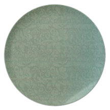 Blue-green damask plate