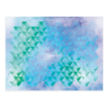 Blue & Green Geometric Postcard