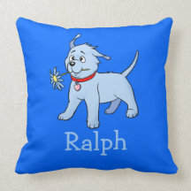 Blue & green kids name dog - Customised pillow