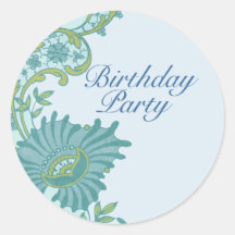 Blue & Green Lush Floral Birthday Sticker