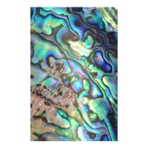 Blue green paua abalone shell detail customized stationery