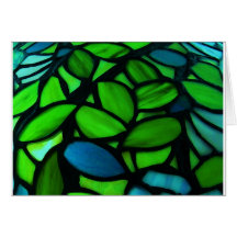 Blue Green Pretty Stained Glass Note Greeting Card