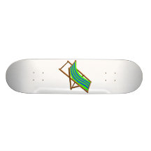 blue green striped wooden beach chair.png skateboard deck