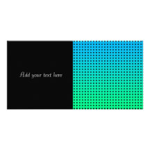 Blue Green Turquoise Polka Dot Pattern Customized Photo Card