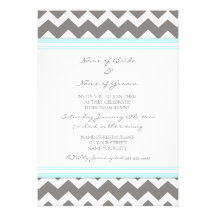 Blue Grey Chevron Engagement Party Invitations