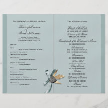 Blue grey country wedding program personalized flyer