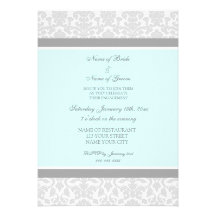 Blue Grey Damask Engagement Party Invitations