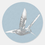 Blue Grey Hummingbird Round Sticker