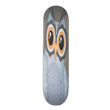 Blue Grey Owl Skateboard