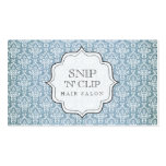 Blue Grunge Antique Damask Hair Stylist Fashion Business Card Template